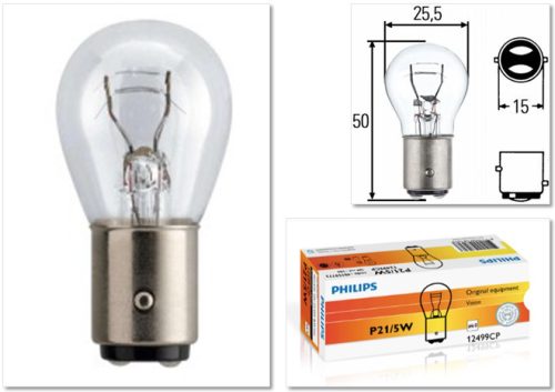 Izzó (Gömbfejű) 12V-21-5W (Alternatív) (Philips)