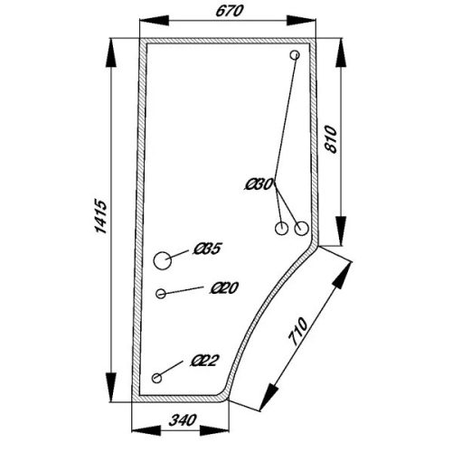 Ajtóüveg, bal , John Deere (Alternatív)
