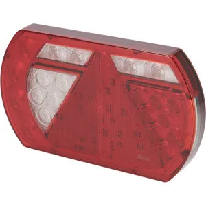 Multifunkciós bal hátsó LED-es lámpa, 12 V, 236x140x24, 3 mm, 5-tűs bajonett