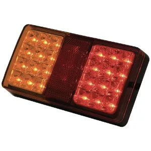 Hátsó lámpa, LED, téglalap, 12/24 V, piros/narancs, felcsavarozható, 150x27x80 mm, 24 LED-es