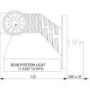 Bal oldali szélességjelző LED lámpa, 0, 7/1, 4 W, 12/24 V, fehér/narancs/piros, 110x55x125 mm, 3 LED-es